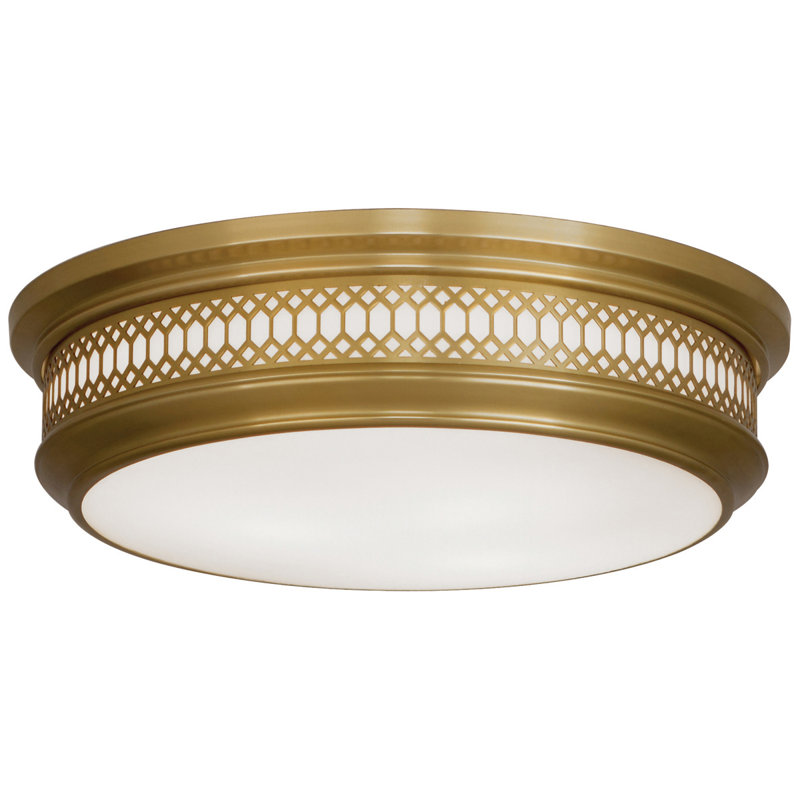 Williamsburg Tucker 3-Light 16.75" Flush Mount, Antique Brass, 2 Lights, 4.25"H x 11.75"W x 11.75"D