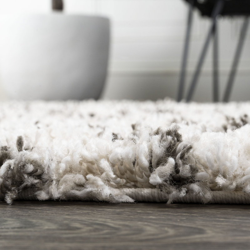 Tapis beige / gris foncé à poils longs Algaida, Rectangulaire 3 pi x 5 pi