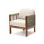 Fauteuil d'extérieur en bois d'acacia avec dossier et coussins en corde tissée à la main
