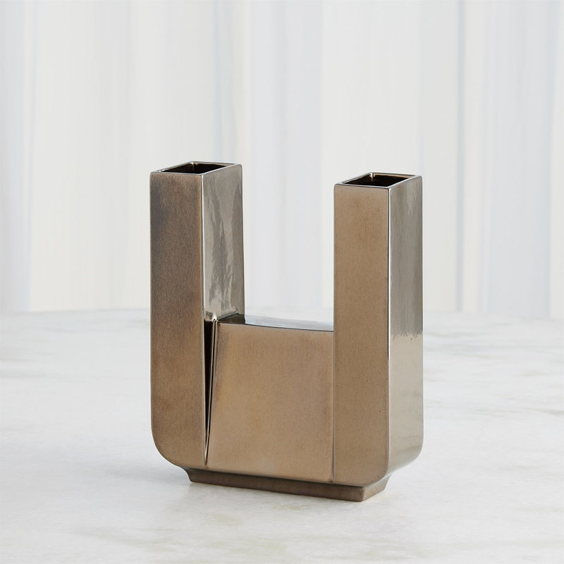 Metropolis Vase-Bronze-Tall, 9.75" H x 8" W x 2.75" D
