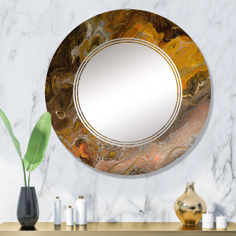 Miroir mural orange, noir et gris, 32 po x 32 po