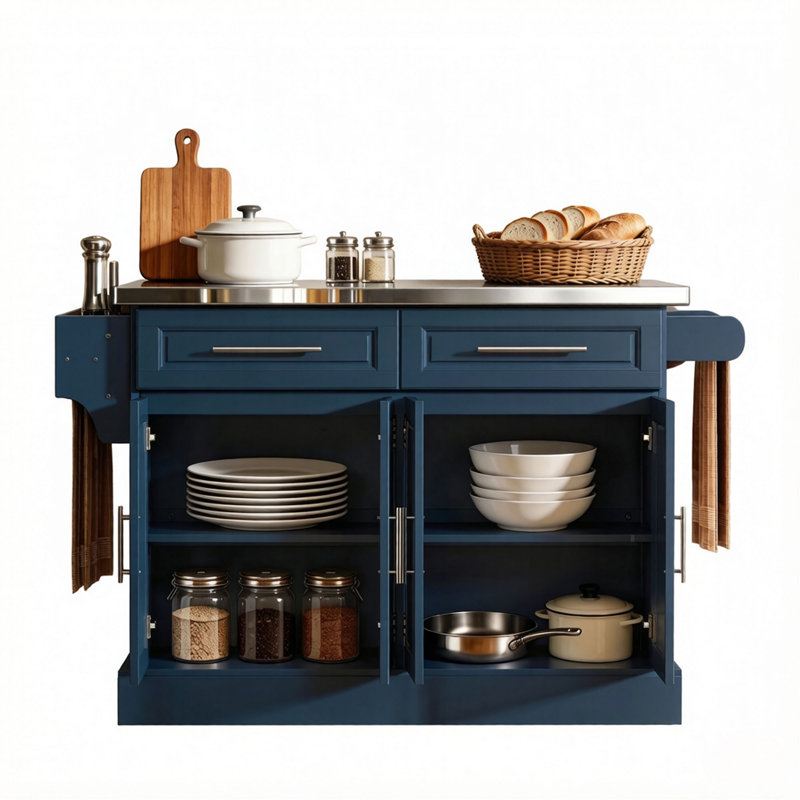 Îlot de cuisine de style nordique, armoire de rangement de cuisine, chariot de cuisine sur roulettes
