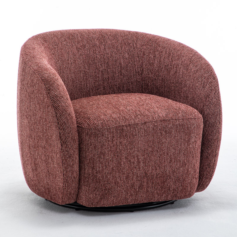Fauteuil demi-tonneau pivotant rembourré Aunna, Rouge