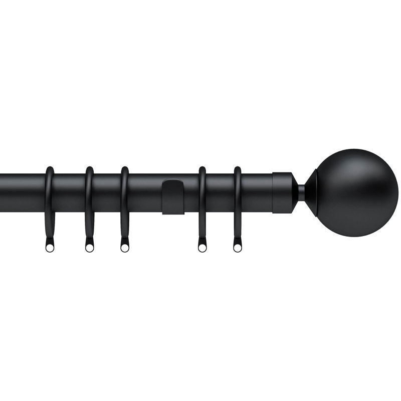 Single Curtain Pole, Black, 6.5cm H x 150cm W x 10cm D