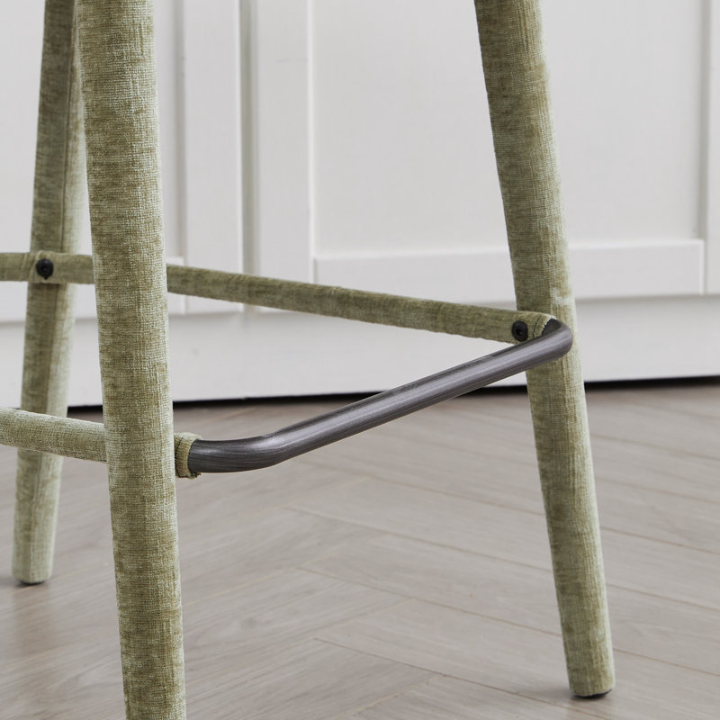 Tabouret de bar rembourré sans dossier en tissu - siège rembourré avec pieds et repose-pieds robustes, siège peu encombrant pour îlot de cuisine, comptoir de salle à manger et pub, 2 ensembles