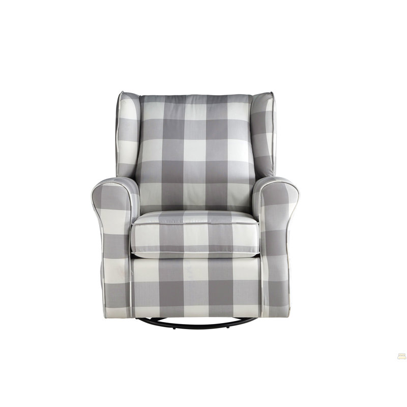 Fauteuil oscillant en tissu gris et blanc Patli