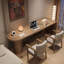 Bureau brun en bois massif en forme de U-108772224