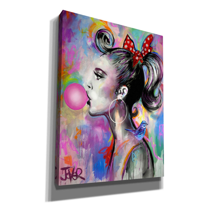 «Epic Graffiti» «Bubble Girl» par Loui Jover, reproduction de toile sur toile par Loui Jover, H 16 po x l 12 po x P 0,75 po