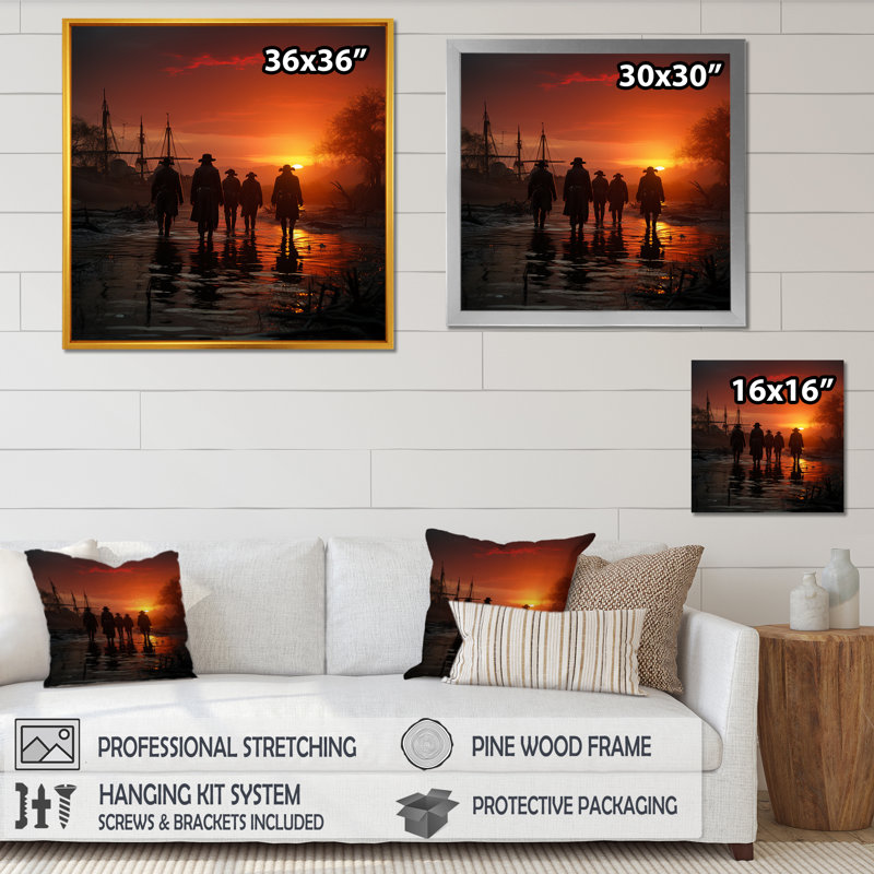Raiders of the Horizon I sur impression sur toile, Cadre flottant blanc, H 36 po x l 36 po x P 1,5 po