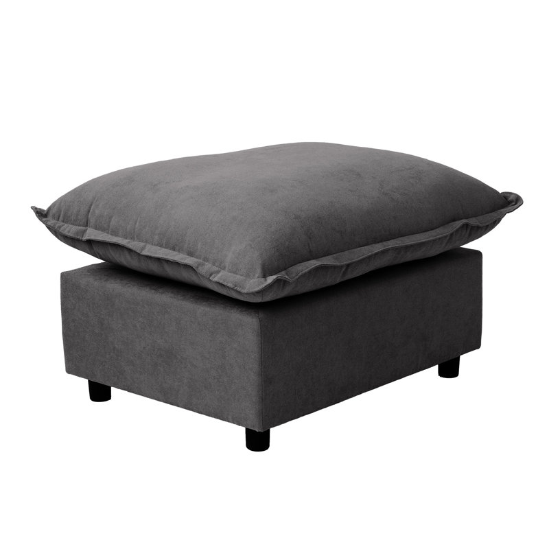 Repose-pieds rembourré en tissu de lin moderne, Gris
