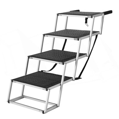Dog Stair For Cars 4-Step Folding Dog Steps Aluminum Loads Up To 250 Lbs