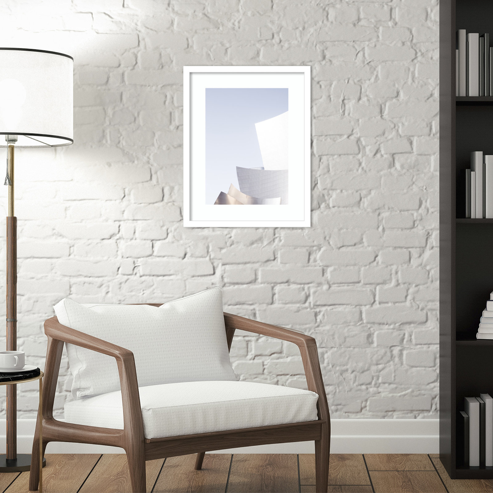 Contemporary City Photo Print, White Framed, 19.38" H x 15.38" W x 0.875" D