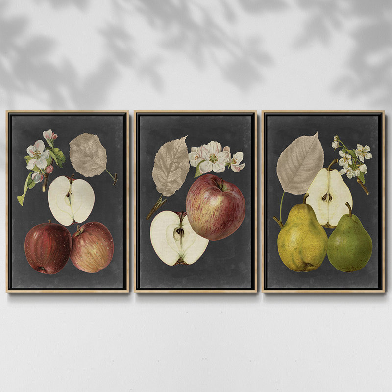 Midnight Harvest I - Ensemble de 3 reproductions encadrées sur toile, Bois naturel, H 27 po x l 54 po