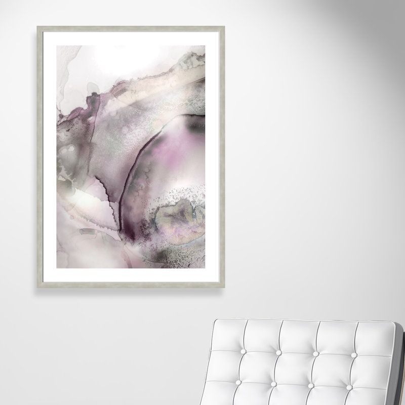 «Mist Bubbles II», reproduction de peinture à l'aquarelle encadrée, Cadre argent chaud, H 30 po x l 42 po x P 1,13 po