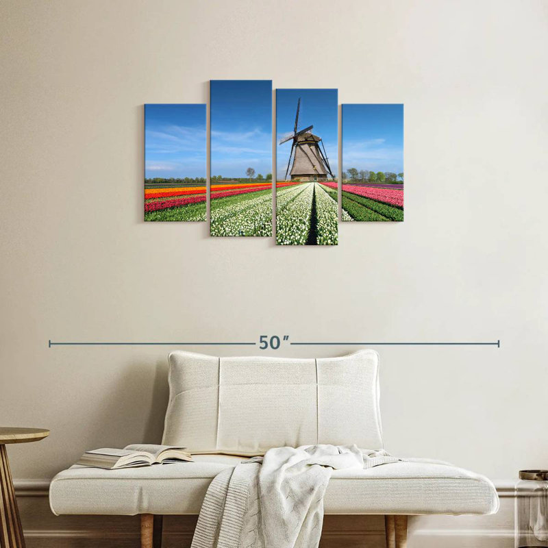 Alvord Windmill And Tulips, 22" H x 36" W
