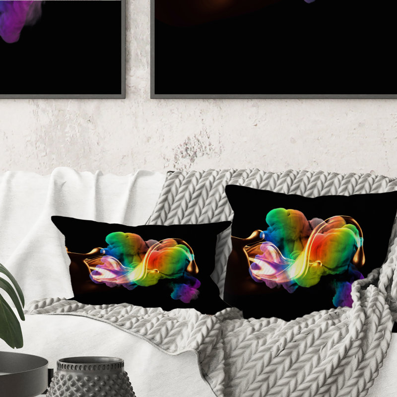 Coussin Rainbow Splash On - imprimé moderne, 16 po x 16 po