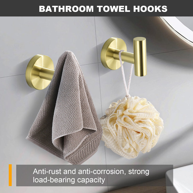 Bathroom Hardware Set,bathroom Accessories,stainless Steel,wall Mounted,10 Pieces, Brushed Gold