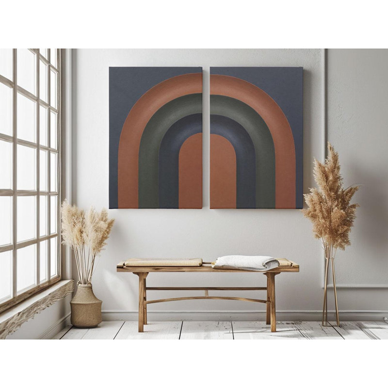 Reproduction sur toile de style Mid Century Modern, L 36 po x H 54 po (2 pièces) = 54 po x 72 po, Toile tendue