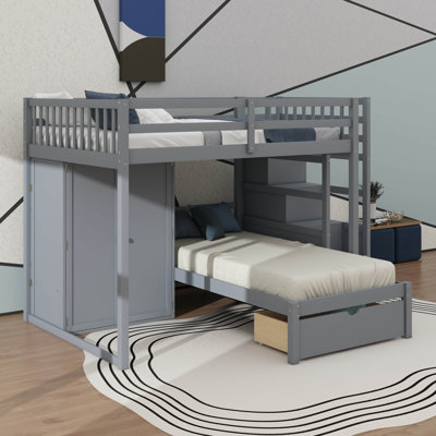 Full Over Twin Bunk With In-Built Wardrobe