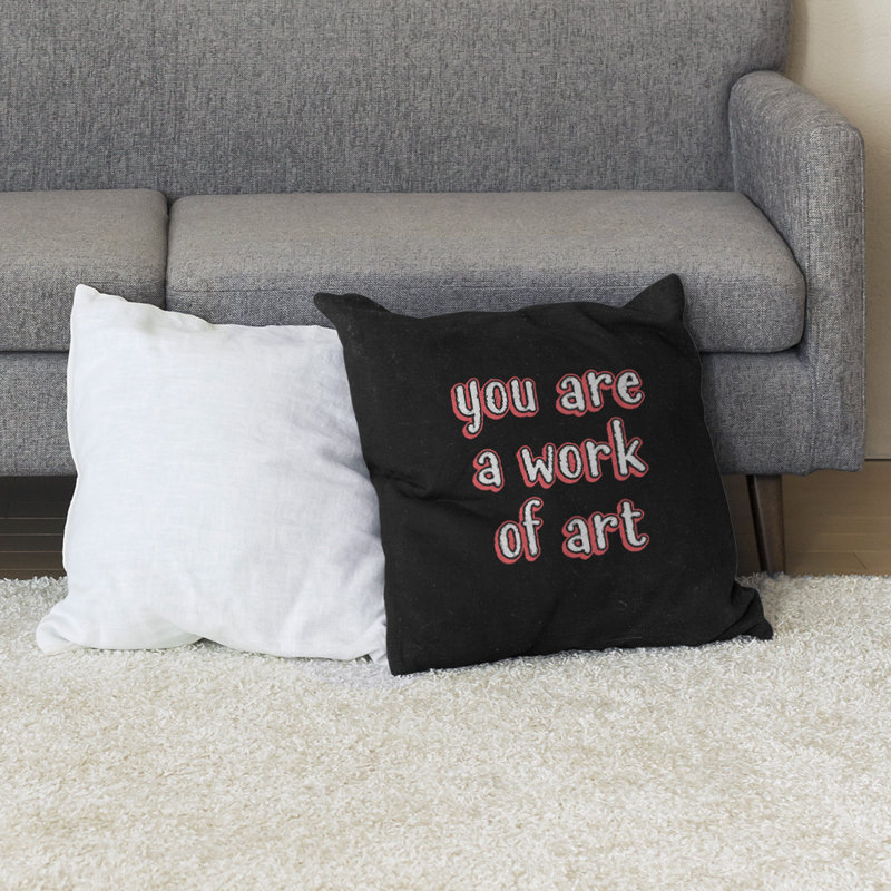 Coussin de sol œuvre d’art, H 28 po x l 28 po, Rouge