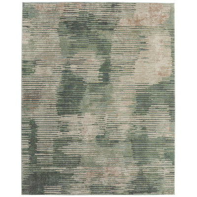Roy Modern Abstract, Green/Ivory/Brown Area Rug