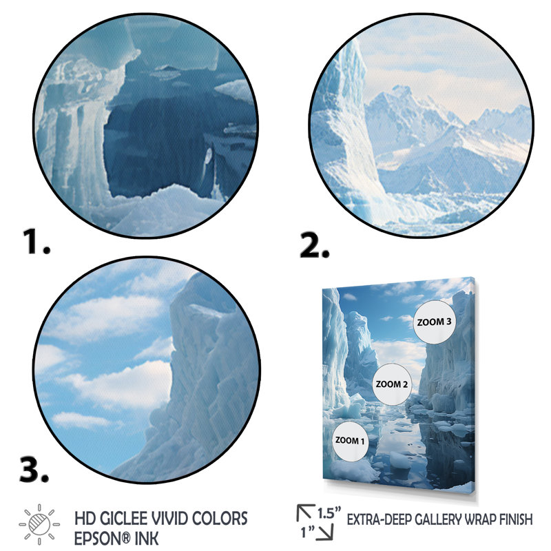 Glacier Icy Serenity Sunset II - Paysage et nature, art mural dans le salon, H 40 po x l 30 po x P 1,5 po