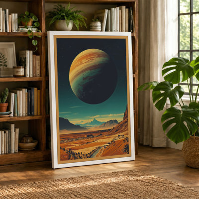 Alien Planet Rise Retro - Wrapped Canvas