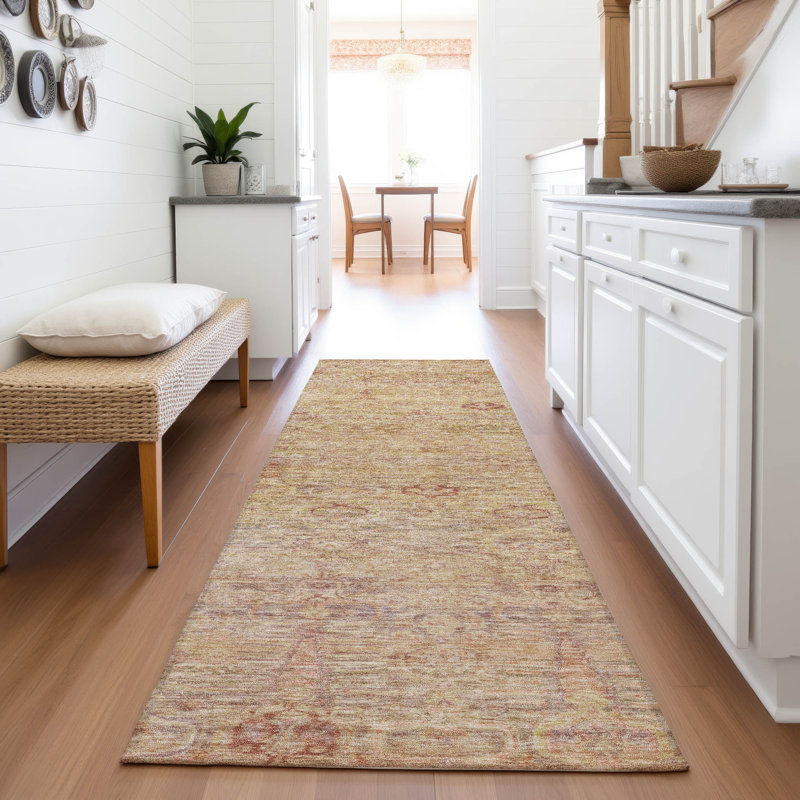 Machine Washable Indoor/Outdoor Xhevrie Coral Rug, Runner 2'3" x 7'6"