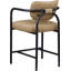 Tabouret de comptoir rembourré en cuir brun clair Serava Serava-129631229