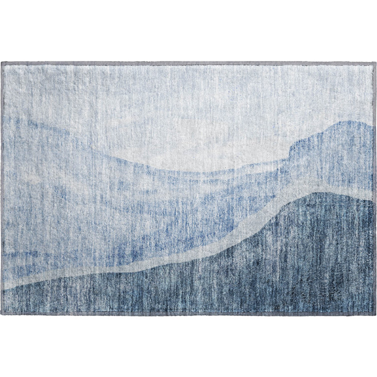 Premium Machine Washable Prisco Blue Rug