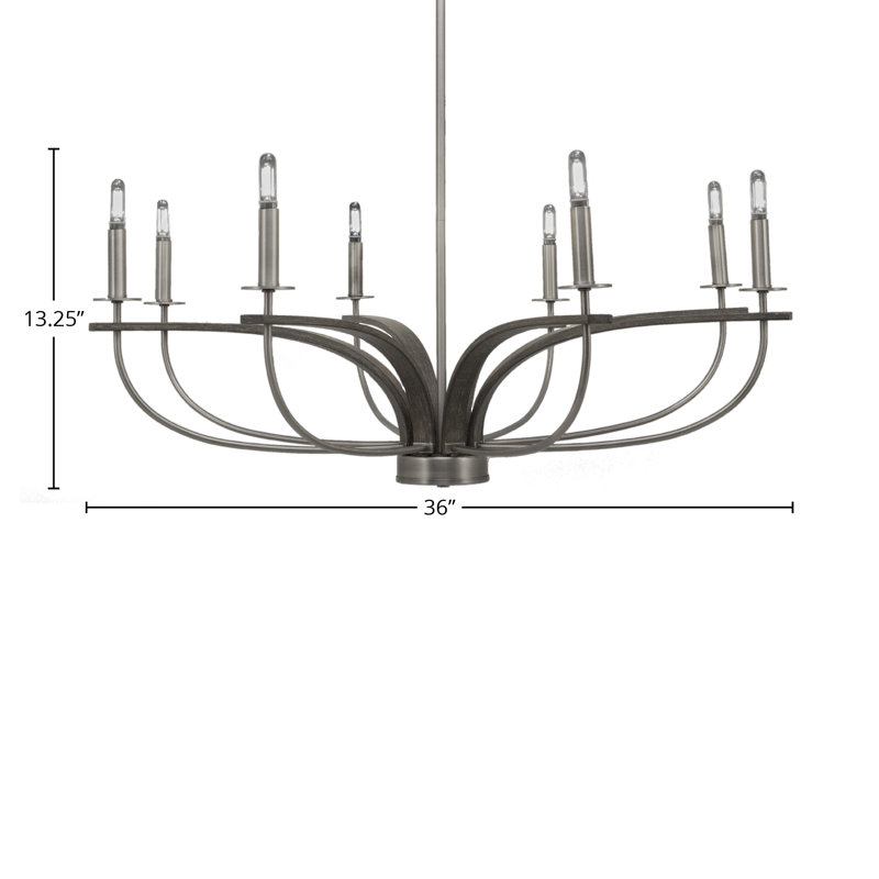 Lustre 8 lumières Musawwir, Graphite / métal peint aspect bois patiné