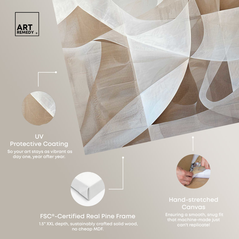 Scattered Thoughts Beige and White Abstract Canvas Wall Art, 10" x 15"