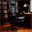 Fauteuil de bureau de massage haut dossier avec soutien lombaire, repose-pieds et fonction d'inclinaison pour un confort ultime-548113768
