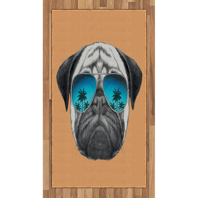 Pug High Density Long Fiber Poly Threads Decorative Area Rug Carpet, Rectangle 2'7" x 5'
