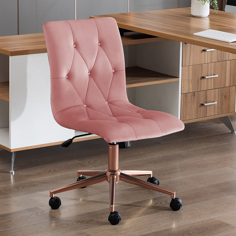 Chaise de bureau ergonomique en velours, Rose