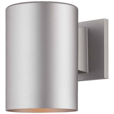 1-Light Indoor or Outdoor 7.25"H Silver Gray Aluminum Cylinder Wall Mount Sconce