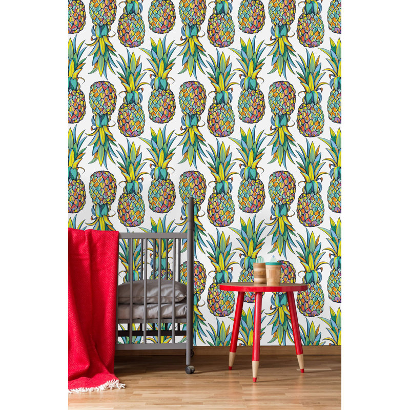 Rouleau de papier peint adhésif Barringer Pineapples, L 10,42 po x l 25 po