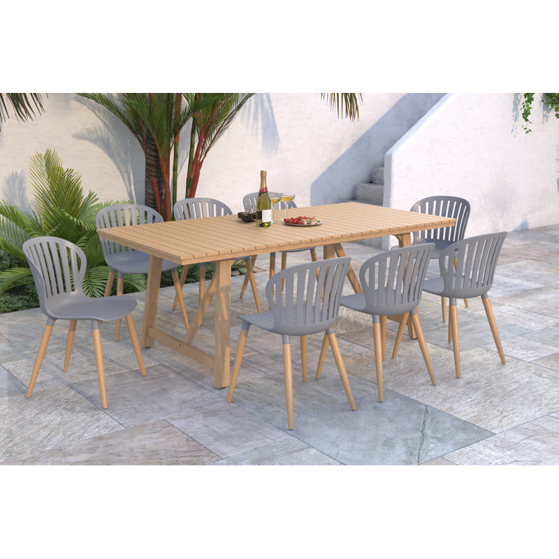 Anautica Outdoor Patio 9pc Dining Set, Gray
