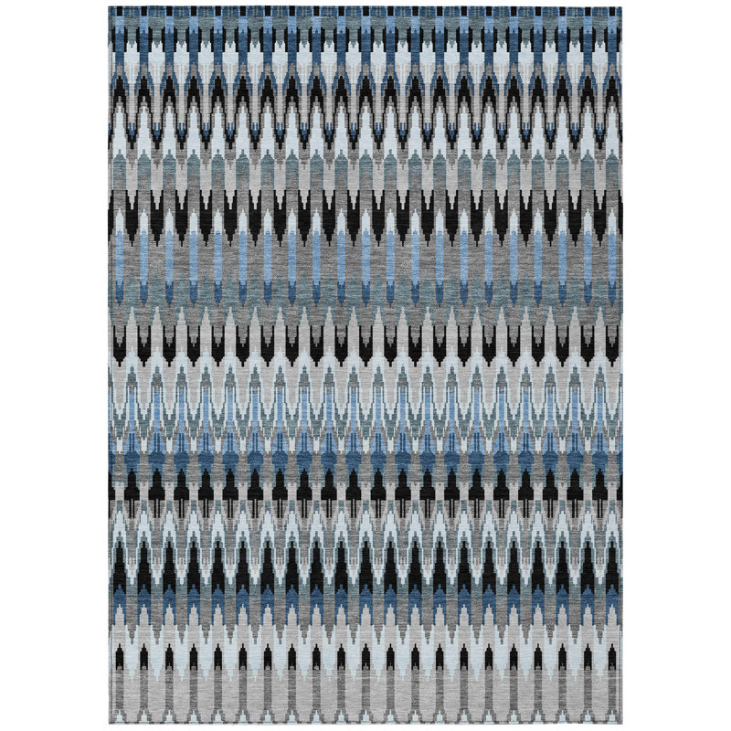 Washable Abstract Indoor / Outdoor Rug, Rectangle 10' x 14'