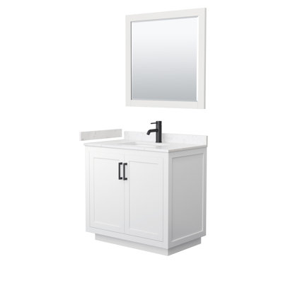 Ensemble de meuble-lavabo simple autoportant 36 po avec plateau en marbre de culture Miranda