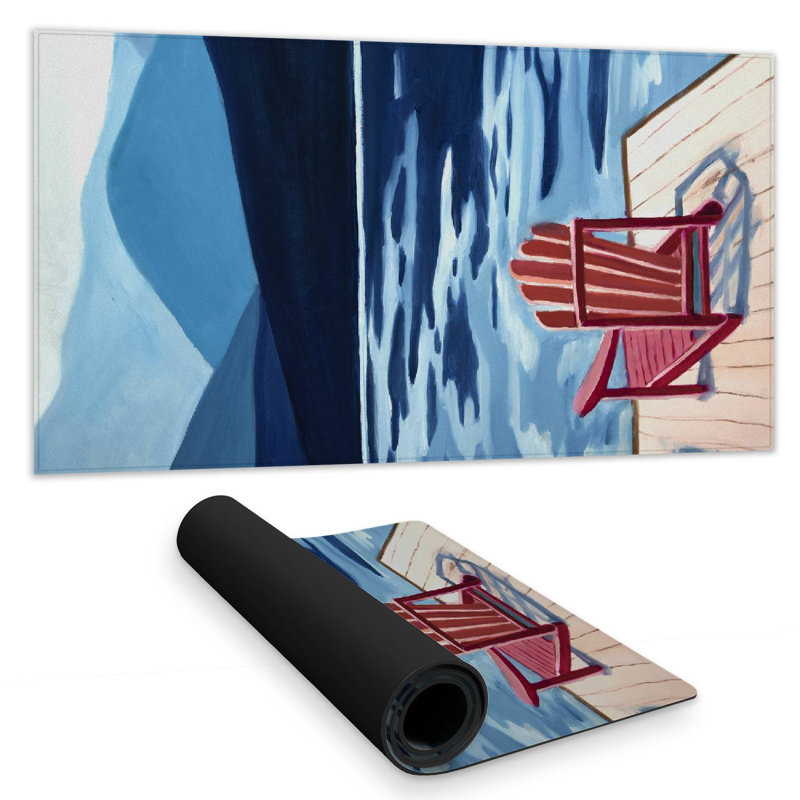Lake, dock, mountains & chairs - 15.75"x31.50" Desk mat