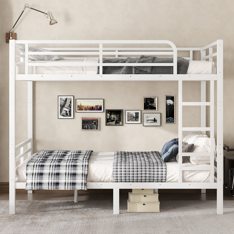 Metal Full XL Over Full XL Bunk Bed for Teens and Adults, Space-Saving, Noise-Reduced, No Box Spring Needed