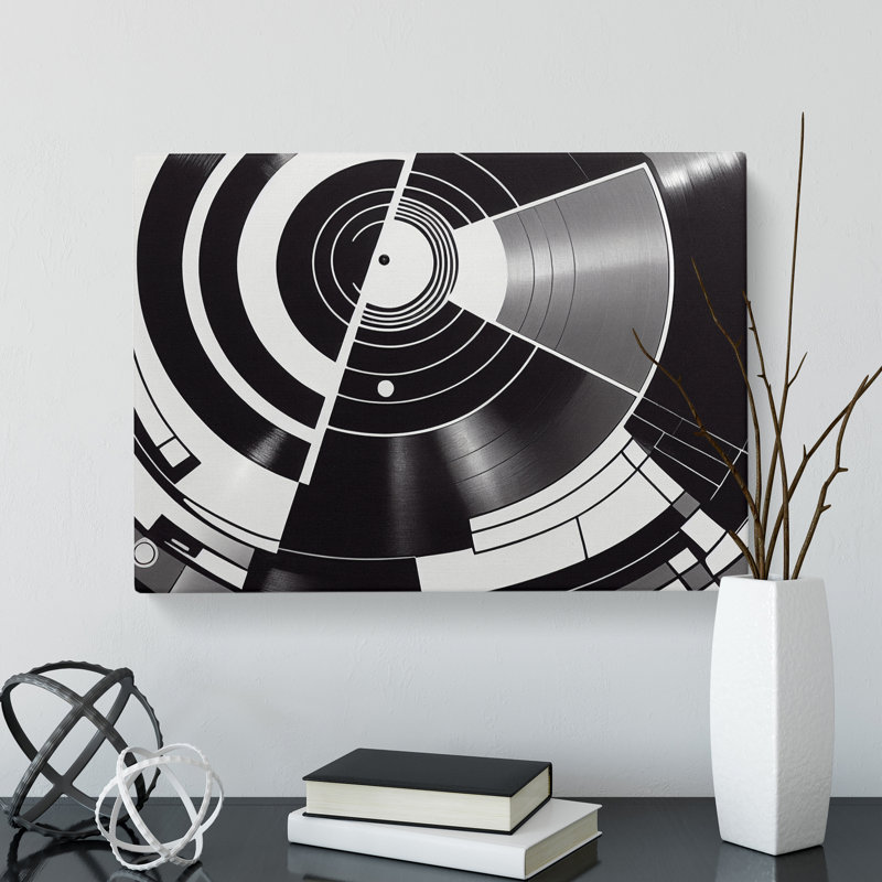 Abstract Vinyl Record - Wrapped Canvas Painting, 50cm H x 76cm W x 3cm D