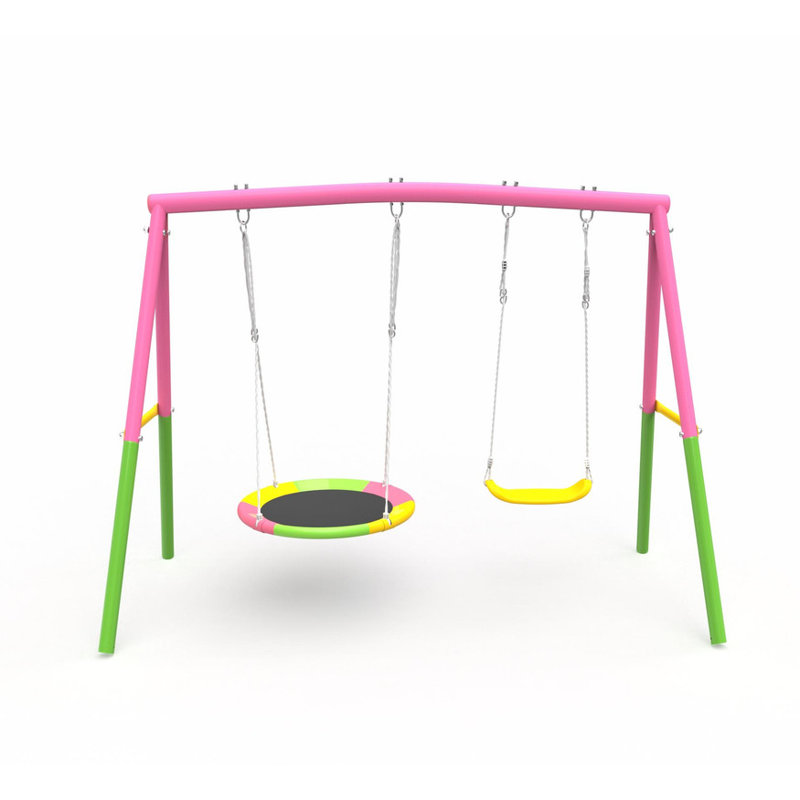 Ensemble de balançoire en métal robuste pour la cour arrière, support de balançoire d'extérieur d'une capacité de 440 lb avec balançoire à soucoupe et siège de ceinture, certifié ASTM pour les enfants et les adultes