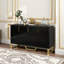 Modern Black Buffet Sideboard - 60" 4-Door Storage with Gold Metal Handles, Adjustable Shelves & Metal Legs-1280038103