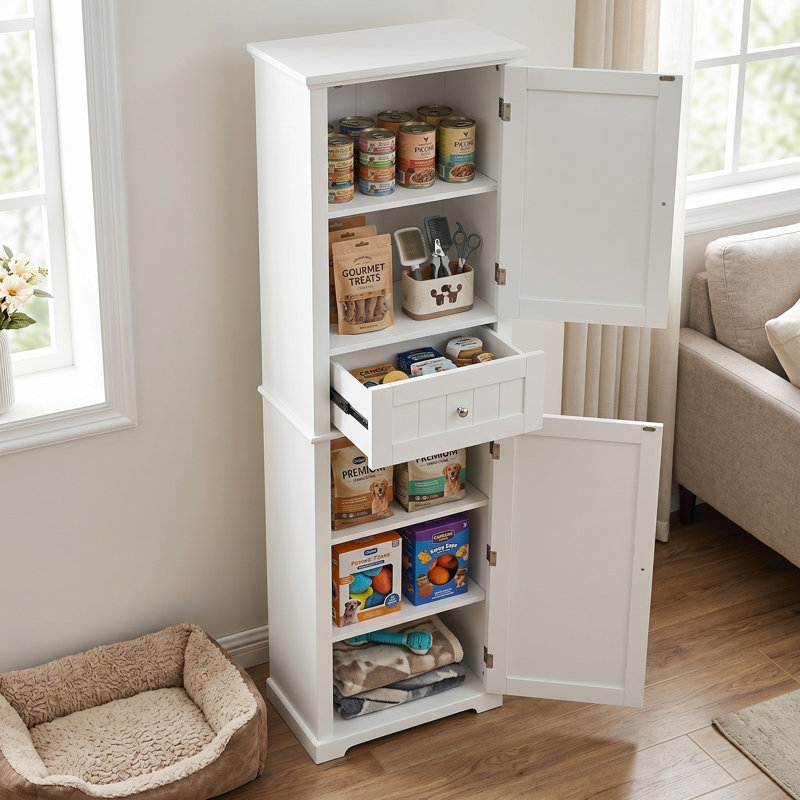 Armoire de rangement sur pied Denai, Blanc