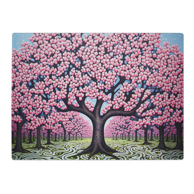 Cherry Blossom Tree Op Art  Glass Chopping Board