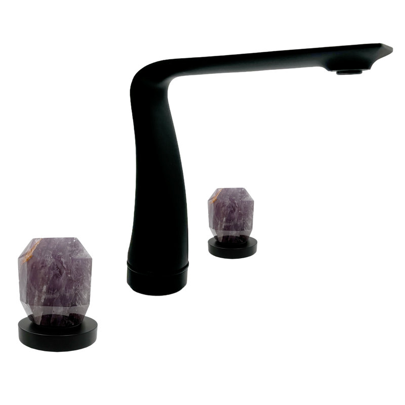 Robinet de salle de bain moderne avec poignées en cristal de roche - Robinet de meuble-lavabo de luxe à 3 trous avec poignées en cristal