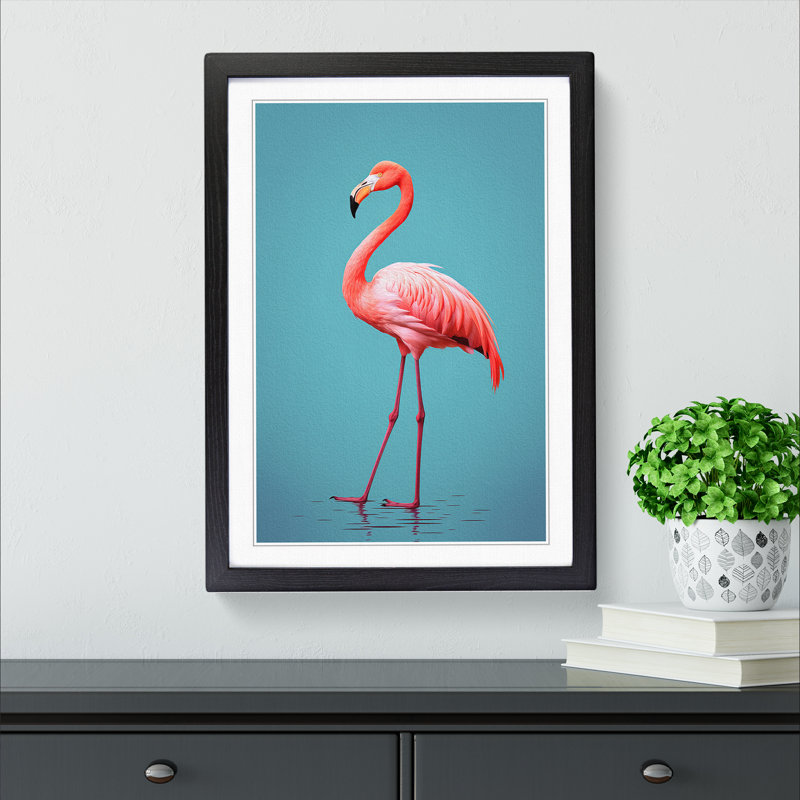 Flamingo Minimalism No.2 - Framed Print, Black Framed, 64cm H x 46cm W