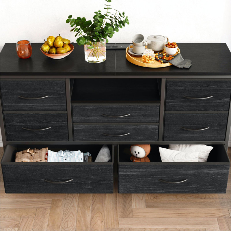 Commode 8 tiroirs Gracelee, Gris foncé
